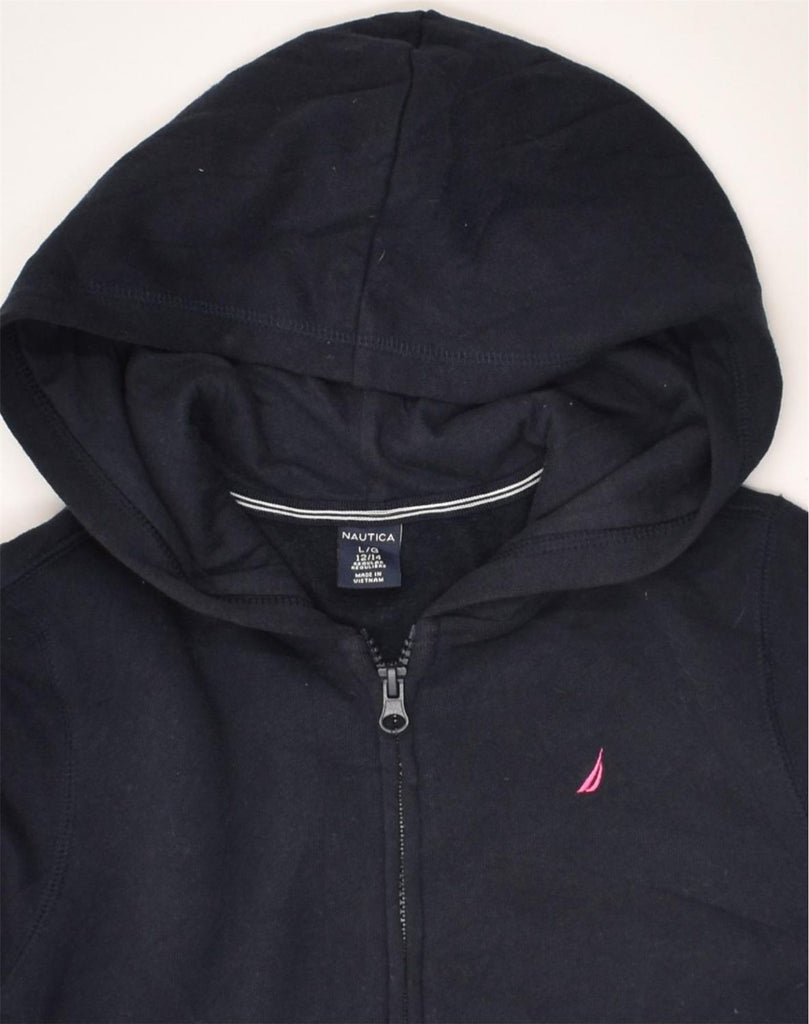 NAUTICA Girls Zip Hoodie Sweater 12-13 Years Large  Navy Blue Cotton | Vintage Nautica | Thrift | Second-Hand Nautica | Used Clothing | Messina Hembry 