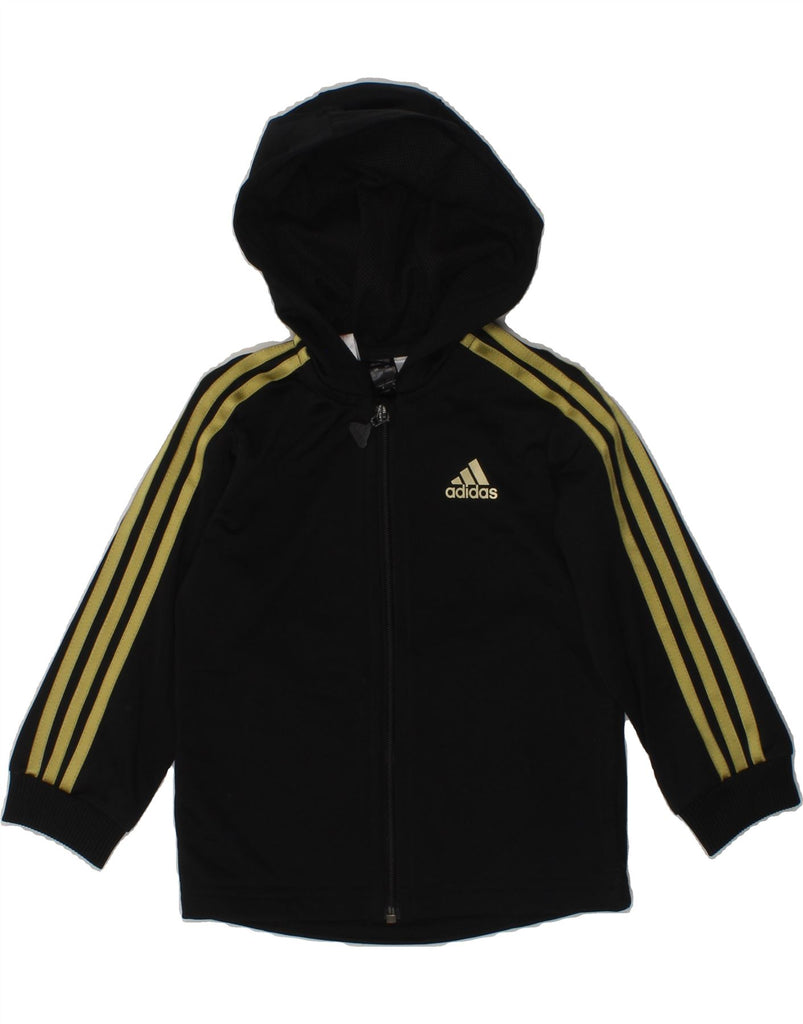 ADIDAS Baby Girls Zip Hoodie Sweater 9-12 Months Black Polyester | Vintage Adidas | Thrift | Second-Hand Adidas | Used Clothing | Messina Hembry 