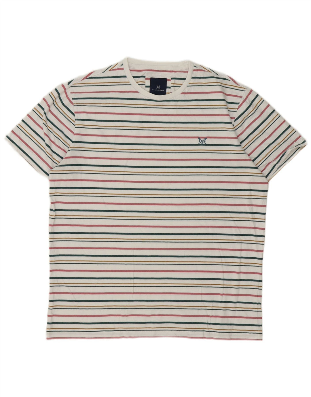 Crew Clothing Mens T-Shirt Top Large Multicoloured Striped Cotton