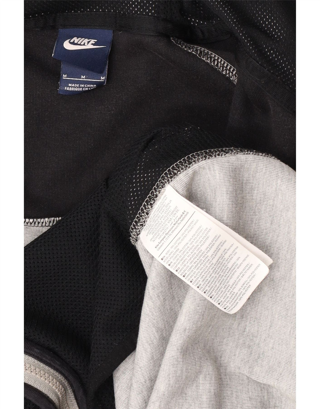Nike Mens Zip Hoodie Sweater Medium Grey Colourblock Cotton