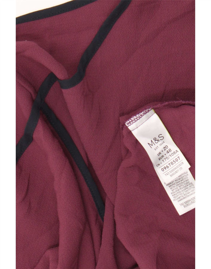 Marks & Spencer Womens Regular Blouse Top UK 20 2XL Burgundy Polyester