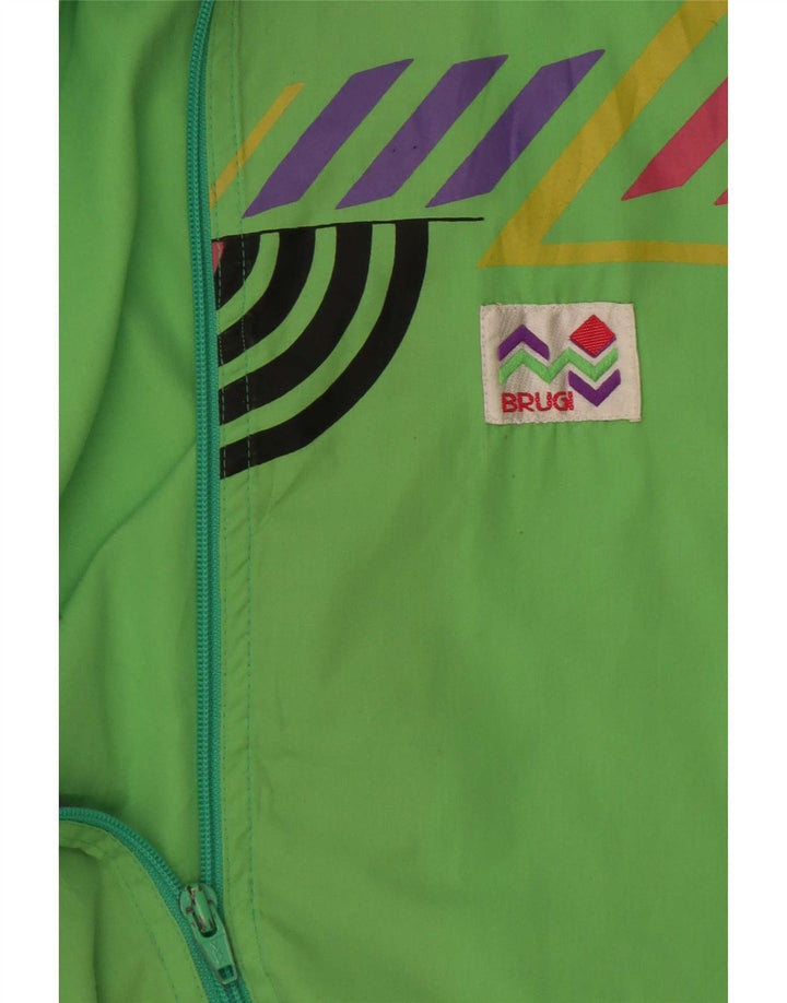 Brugi Mens Loose Fit Tracksuit Top Jacket Large Green Colourblock Polyester