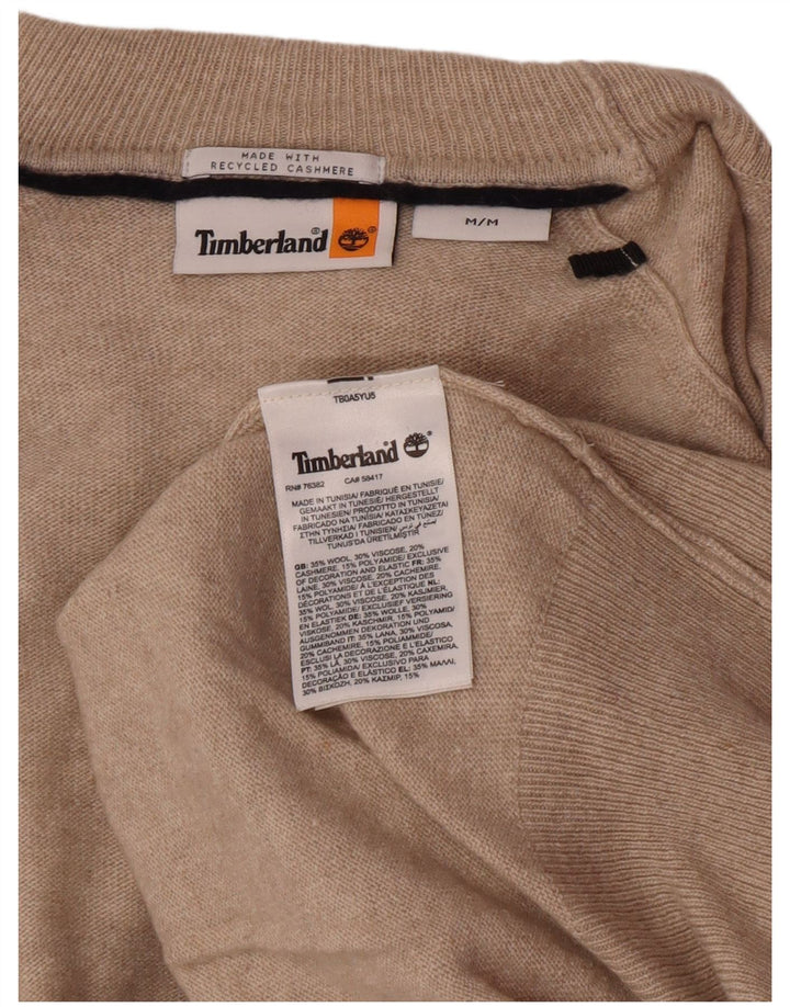 Timberland Mens Roll Neck Jumper Sweater Medium Beige Wool
