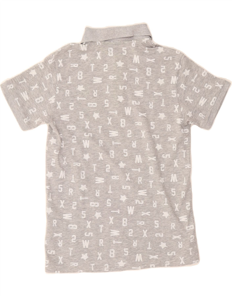 BENETTON Boys Graphic Polo Shirt 11-12 Years 2XL Grey Polyester Vintage Benetton and Second-Hand Benetton from Messina Hembry 