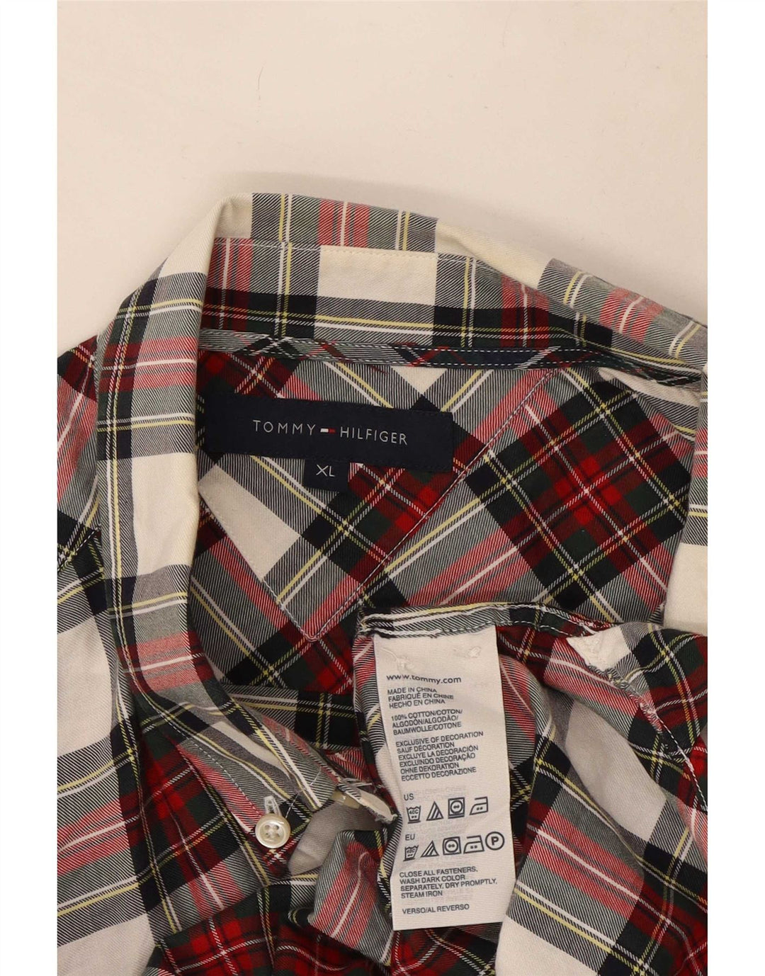 Tommy Hilfiger Mens Flannel Shirt XL Red Check Cotton
