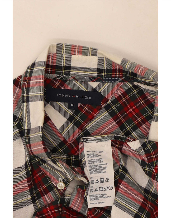 Tommy Hilfiger Mens Flannel Shirt XL Red Check Cotton