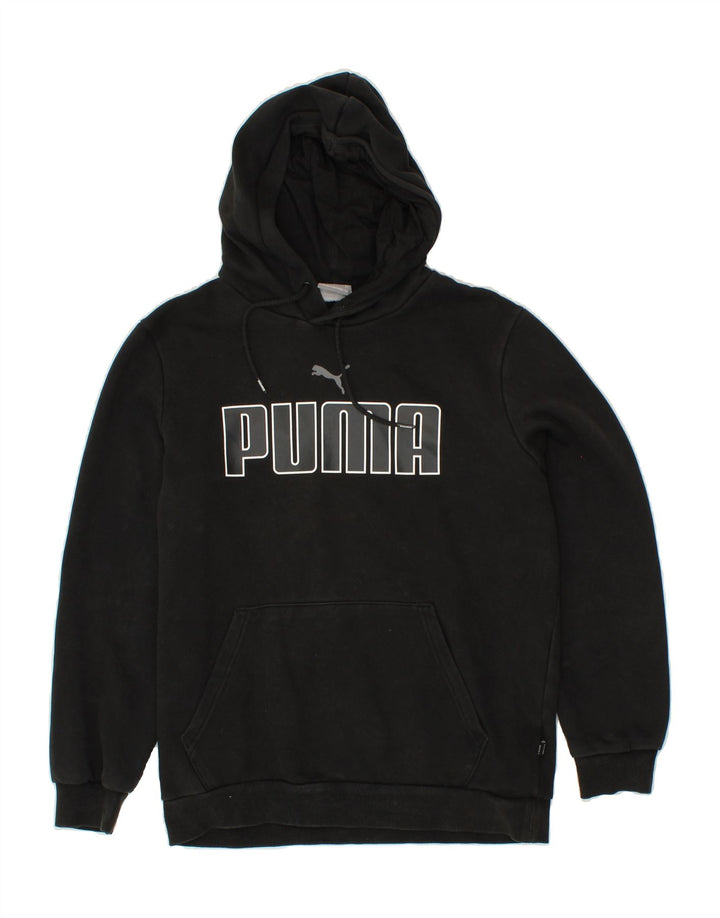 PUMA Mens Graphic Hoodie Jumper Small Black Cotton Vintage Puma and Second-Hand Puma from Messina Hembry 