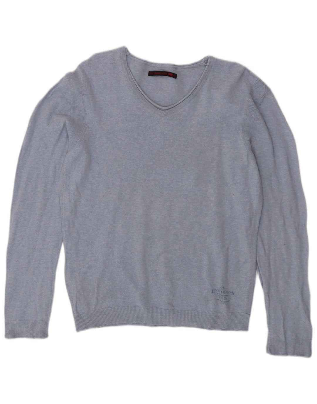 Levi's Womens V-Neck Jumper Sweater UK 16 Large Blue Cotton