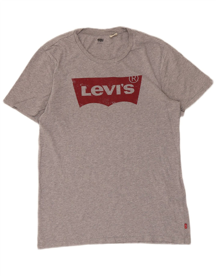 Levi's Mens Graphic T-Shirt Top Small Grey Flecked Cotton