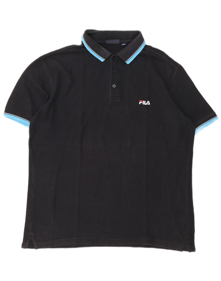 Fila Mens Polo Shirt IT 52 Large Black Cotton