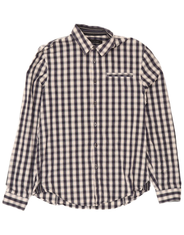 Calvin Klein Jeans Mens Graphic Shirt Large Grey Check Cotton