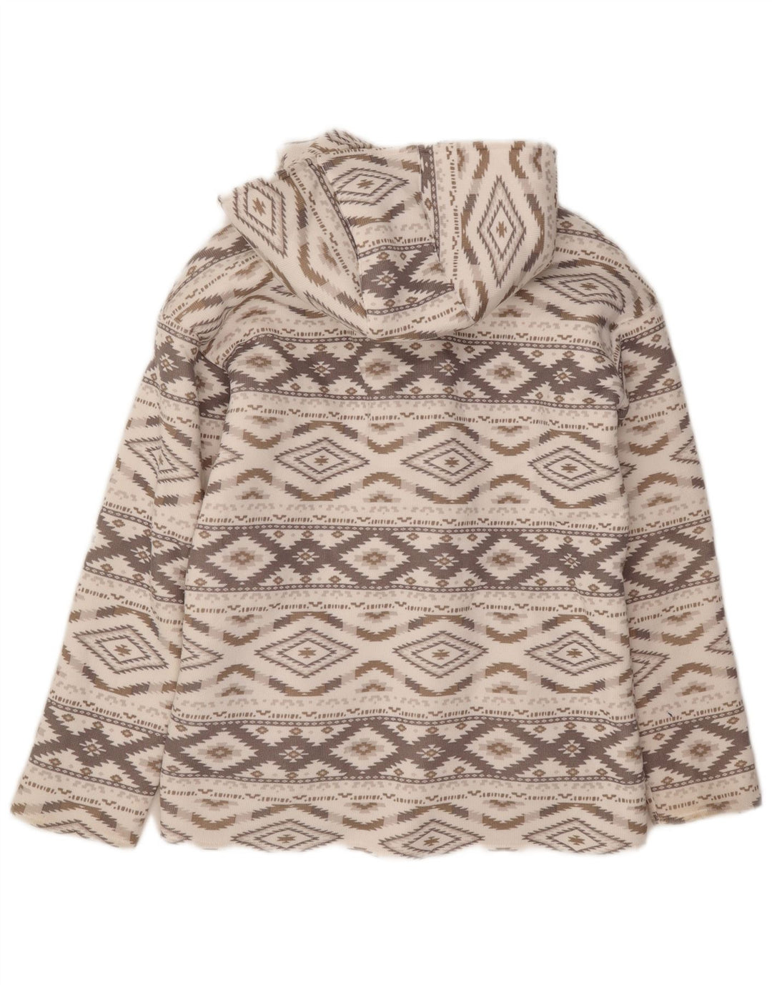 Hurley Womens Oversized Duffle Jacket UK 6 XS Grey Argyle/Diamond Aztec