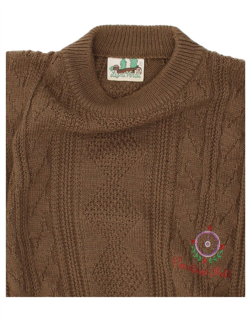 VINTAGE Womens Crew Neck Jumper Sweater UK 16 Large Brown Colourblock Vintage Vintage and Second-Hand Vintage from Messina Hembry 