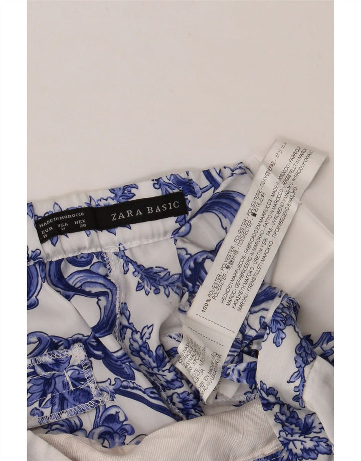 ZARA Womens Slim Chino Trousers Medium W28 L26 Blue Floral Polyester Vintage Zara and Second-Hand Zara from Messina Hembry 