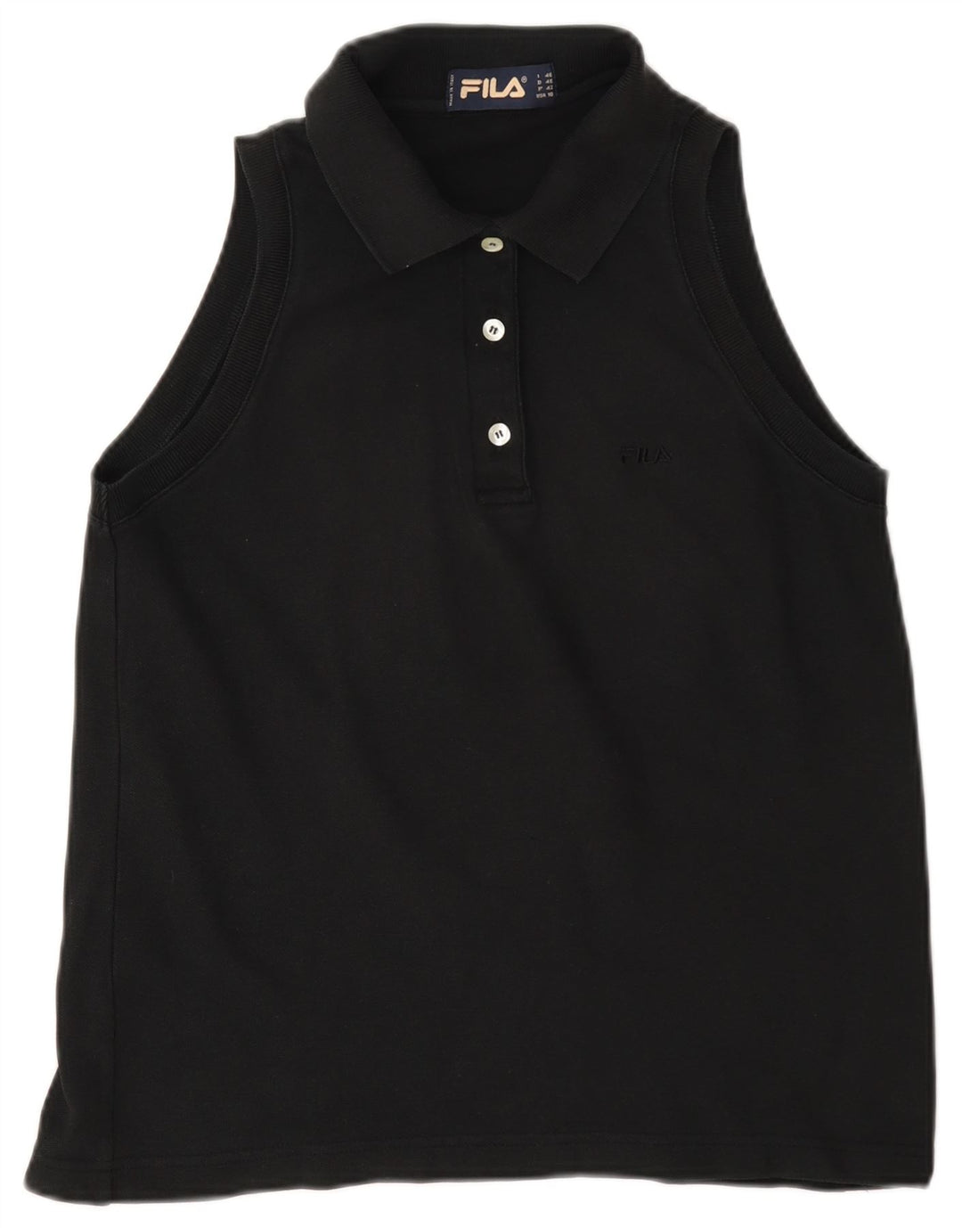 Fila Womens Sleeveless Polo Shirt IT 46 Large Black