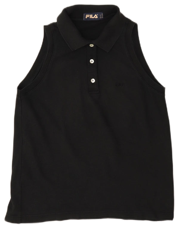 Fila Womens Sleeveless Polo Shirt IT 46 Large Black