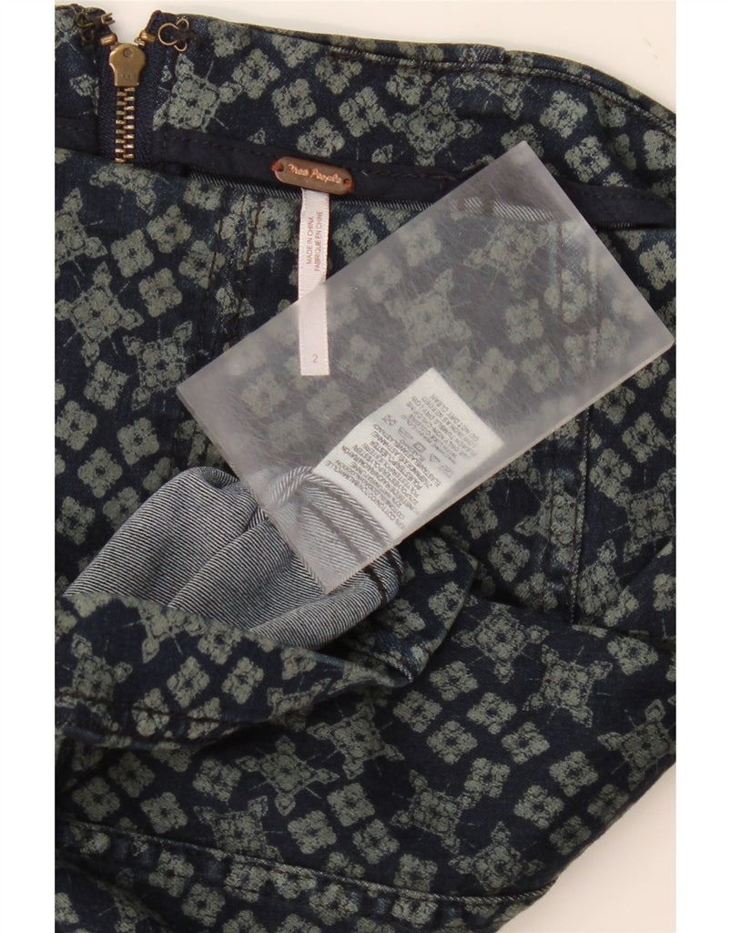 FREE PEOPLE Womens Denim Skirt US 2 XS W26  Navy Blue Geometric Cotton Vintage Free People and Second-Hand Free People from Messina Hembry 