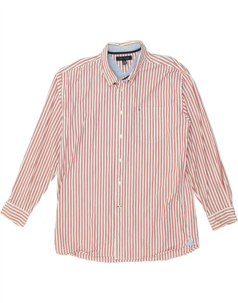 TOMMY HILFIGER Mens Shirt XL Red Striped Cotton | Vintage Tommy Hilfiger | Thrift | Second-Hand Tommy Hilfiger | Used Clothing | Messina Hembry 