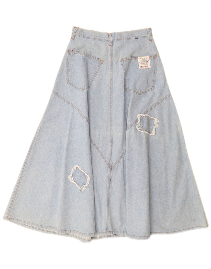CLARK Womens High Waist Denim Skirt IT 44 Medium W26 Blue Patchwork Cotton
