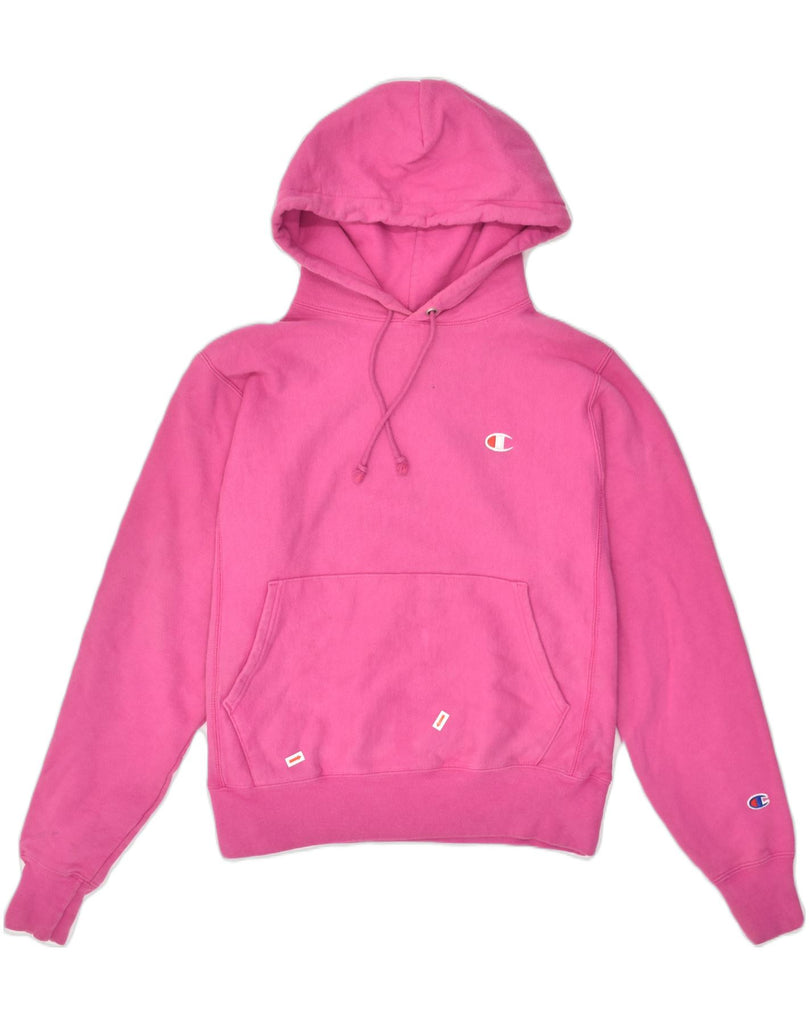 CHAMPION Womens Hoodie Jumper UK 10 Small Pink Cotton | Vintage Champion | Thrift | Second-Hand Champion | Used Clothing | Messina Hembry 