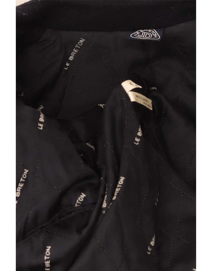 Vintage Womens Double Breasted Pea Coat UK 14 Medium Navy Blue Wool