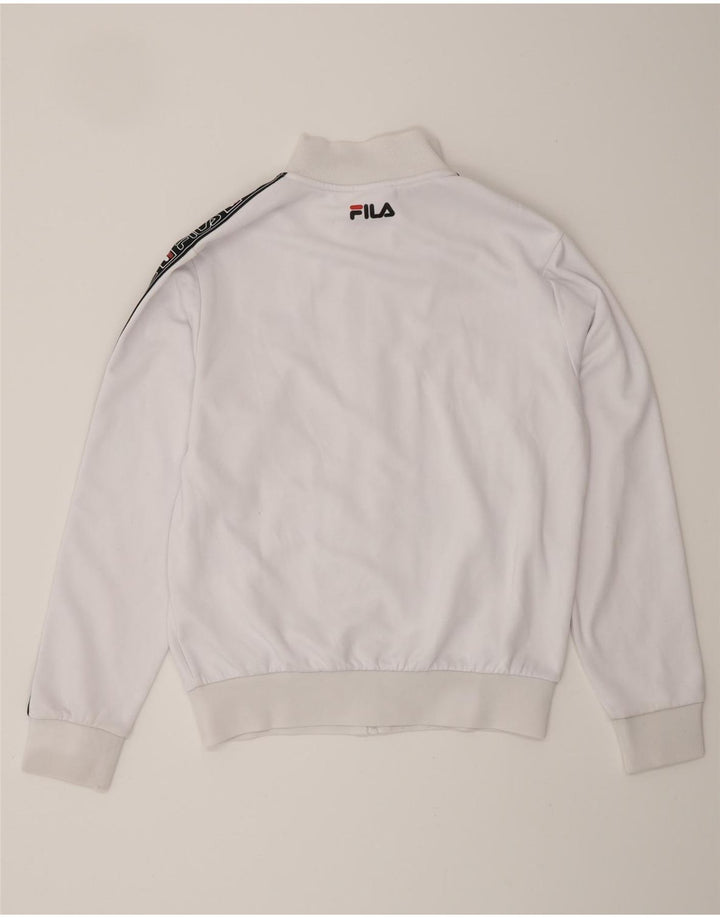 FILA Womens Graphic Tracksuit Top Jacket UK 16 Large White Colourblock