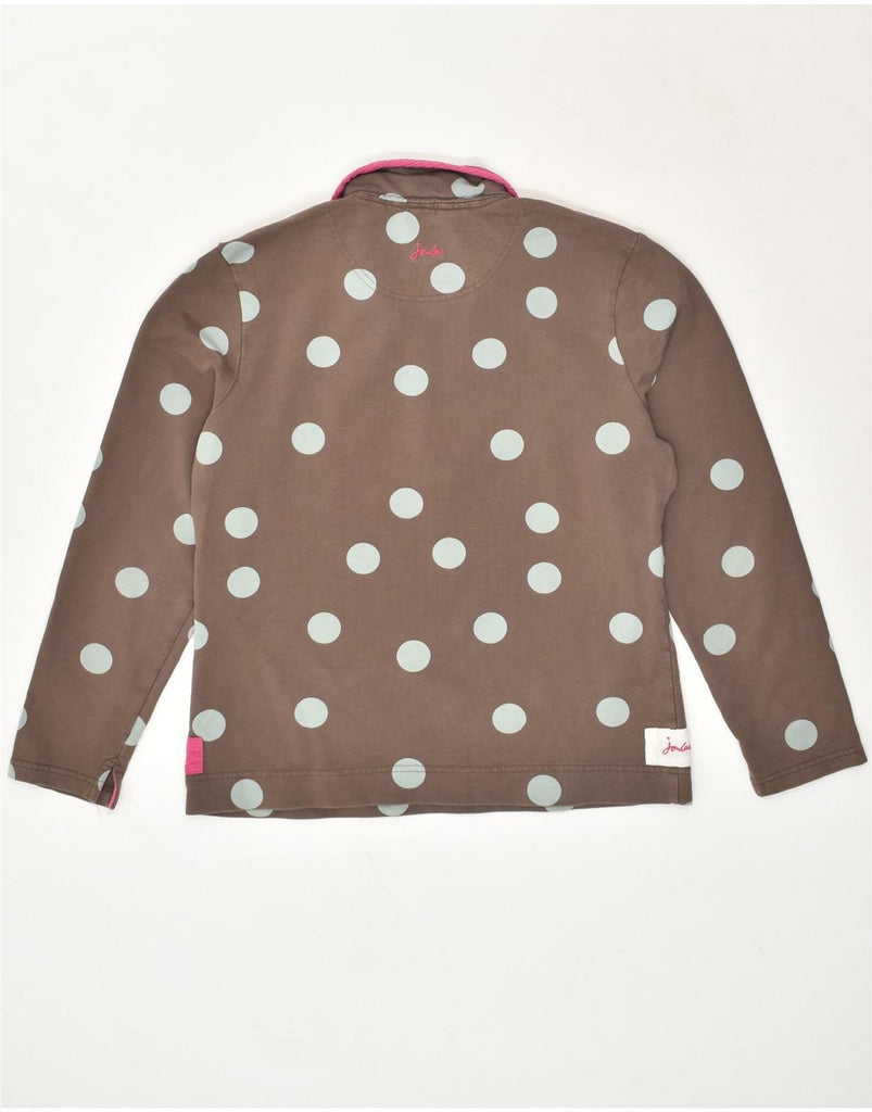 JOULES Womens Zip Neck Sweatshirt Jumper UK 12 Medium Brown Polka Dot | Vintage Joules | Thrift | Second-Hand Joules | Used Clothing | Messina Hembry 