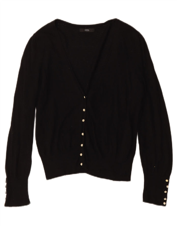 Marks & Spencer Womens Cardigan Sweater UK 12 Medium Black Viscose