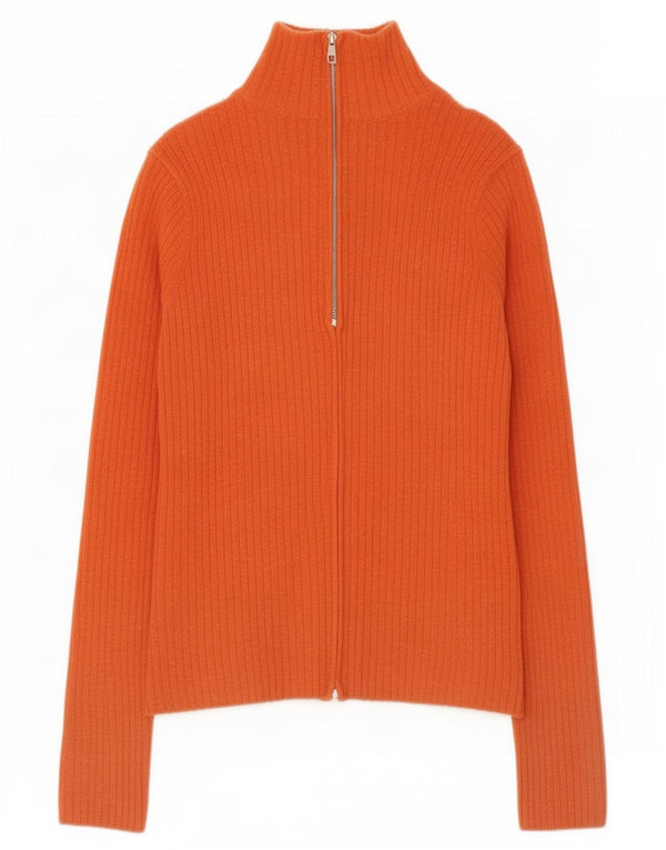 Zara Womens Cardigan Sweater UK 16 Large Orange Rayon