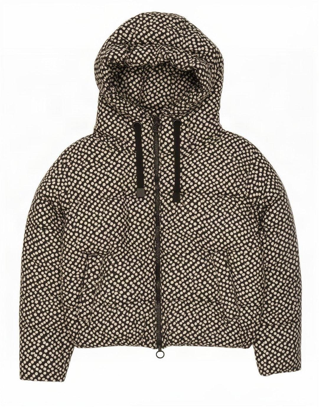 Zara Womens Hooded Oversized Padded Jacket UK 10 Small Black Polka Dot