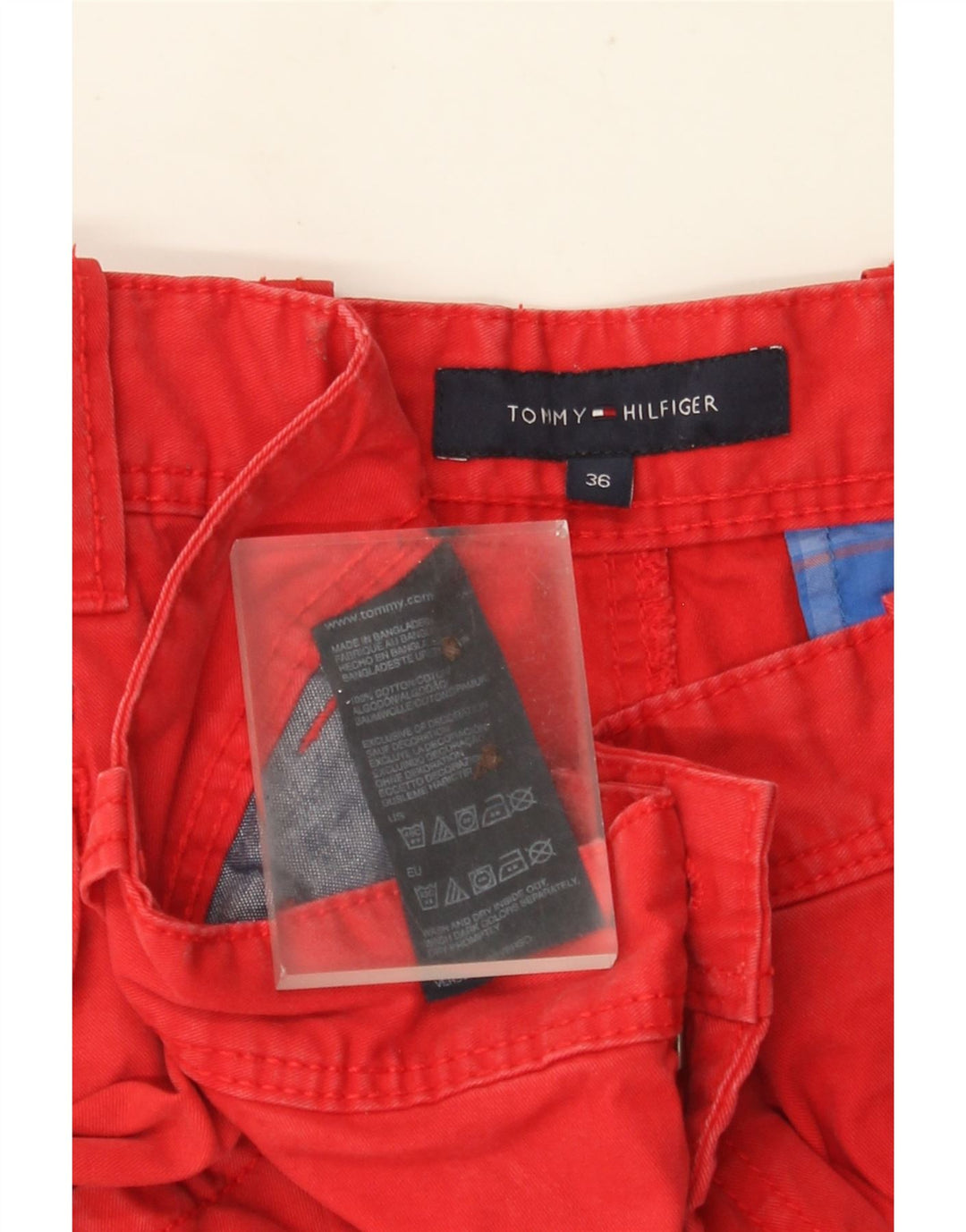 TOMMY HILFIGER Mens Cargo Shorts W36 Large Red Cotton