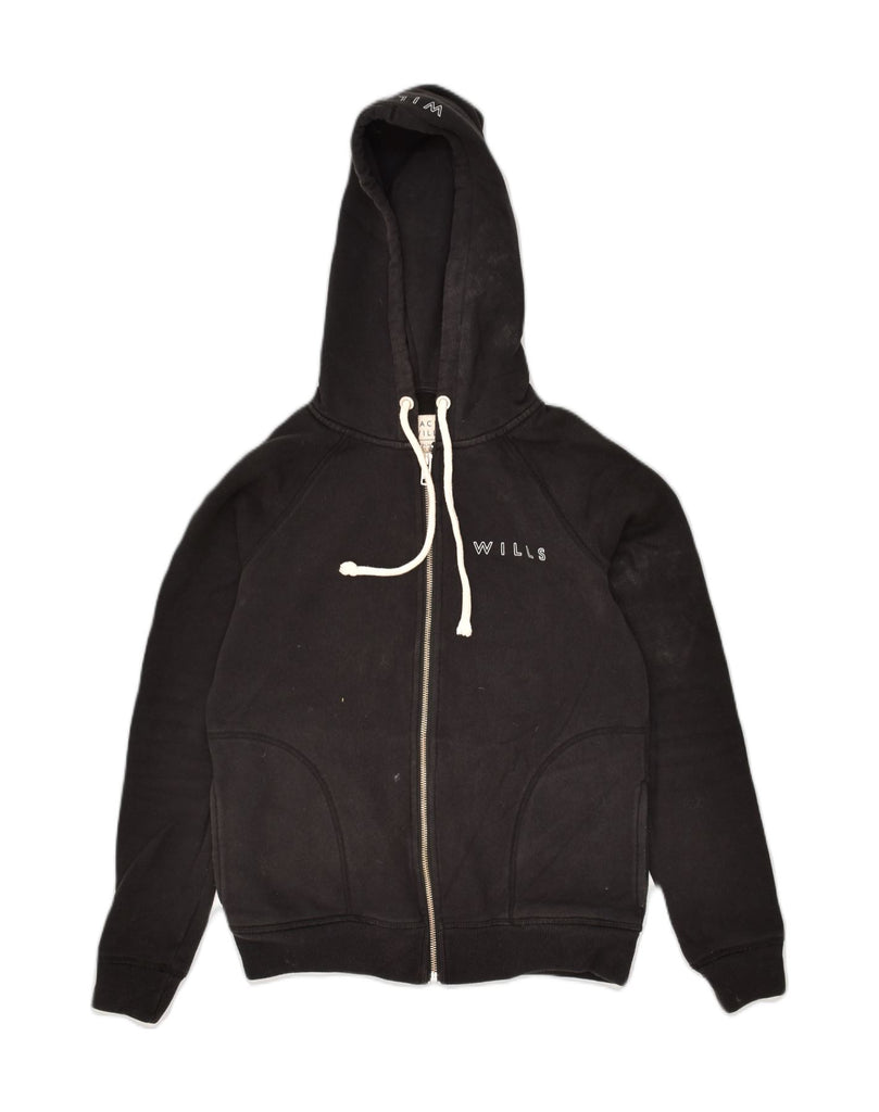 JACK WILLS Womens Zip Hoodie Sweater UK 6 XS Black Cotton | Vintage Jack Wills | Thrift | Second-Hand Jack Wills | Used Clothing | Messina Hembry 