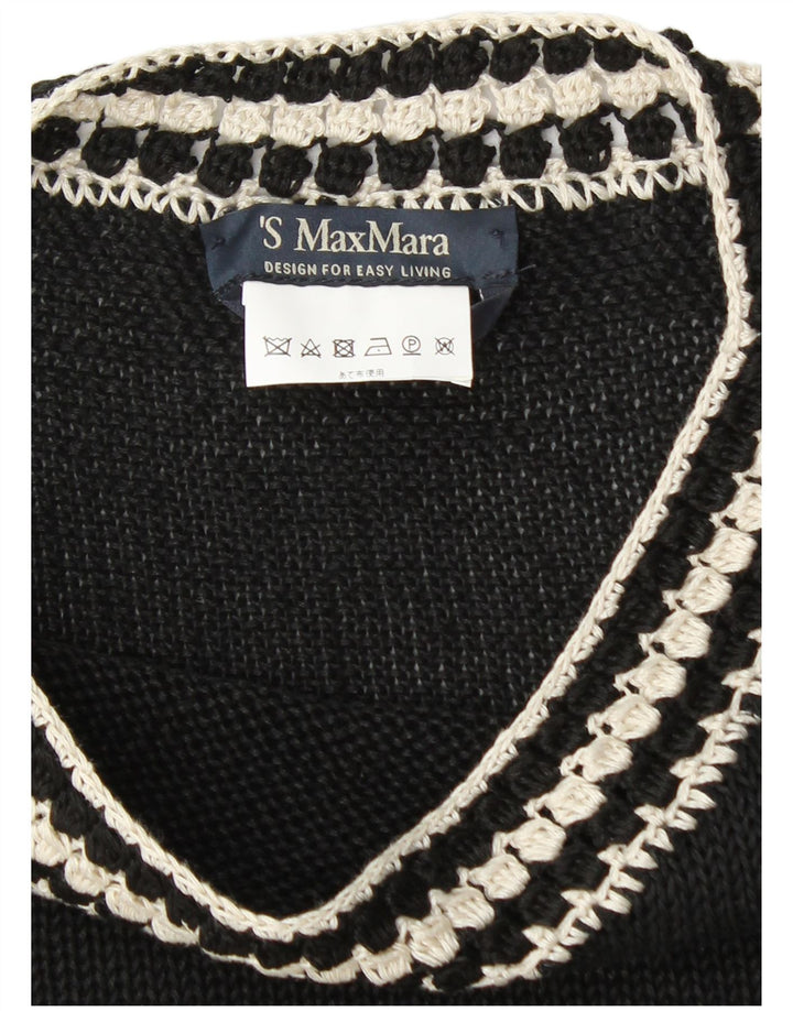 MAX MARA Womens Crop Boat Neck Jumper Sweater UK 10 Small Black