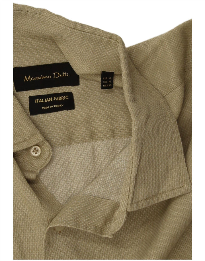 Massimo Dutti Mens Shirt XL Beige Cotton