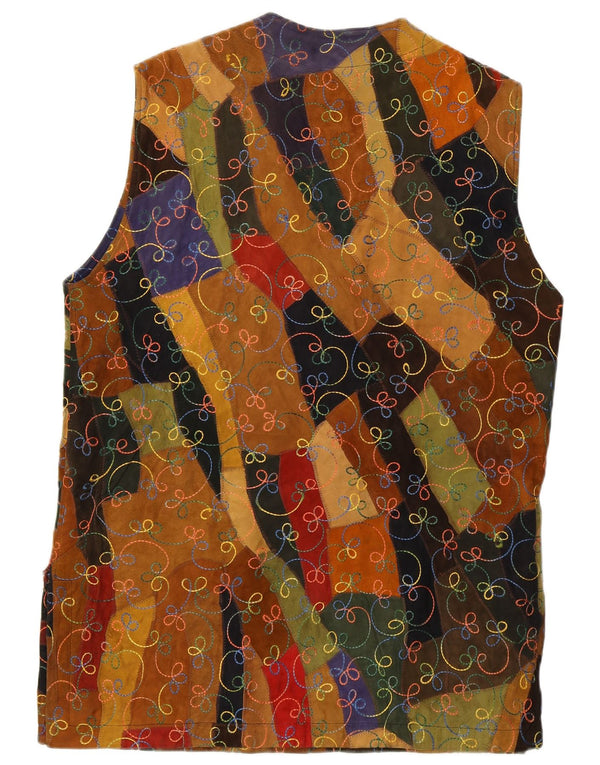 Vintage Womens Suede Oversized Gilet EU 36 Small Multicoloured Patchwork