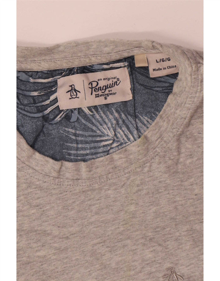 Penguin Mens T-Shirt Top Large Grey Cotton