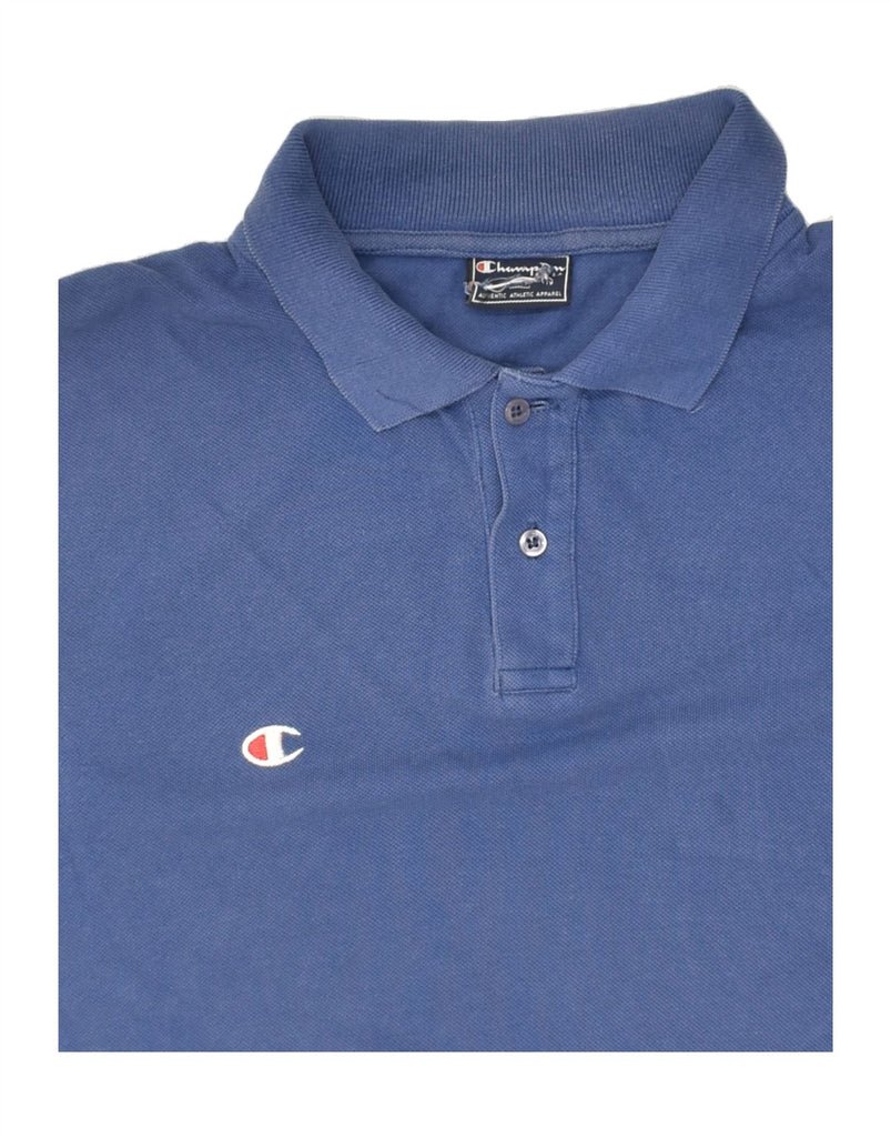 CHAMPION Mens Polo Shirt XL Blue Cotton | Vintage Champion | Thrift | Second-Hand Champion | Used Clothing | Messina Hembry 