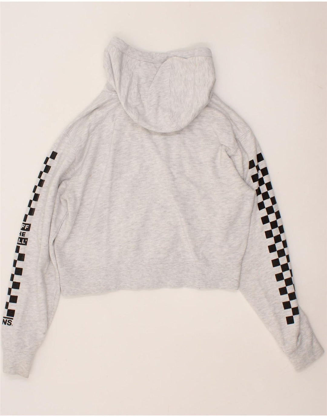 VANS Womens Graphic Crop Hoodie Jumper UK 10 Small Grey Vintage Vans and Second-Hand Vans from Messina Hembry 