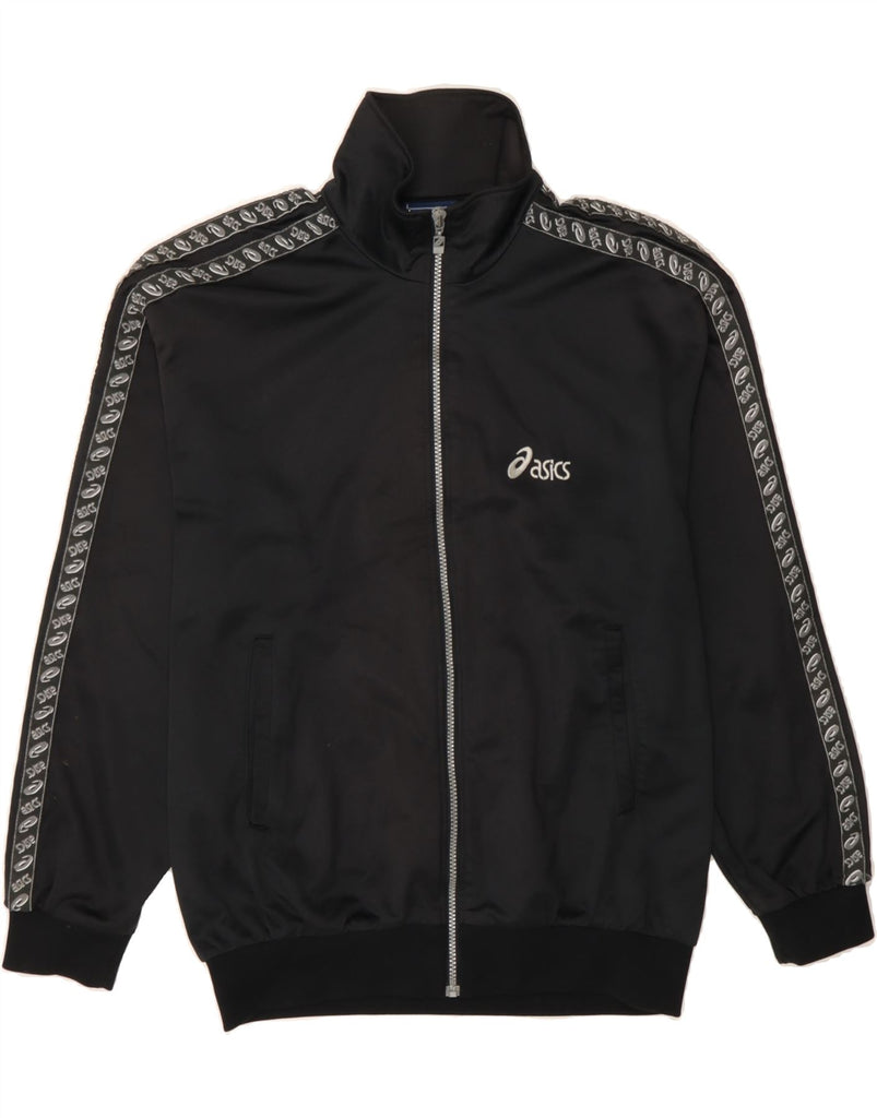 ASICS Mens Graphic Tracksuit Top Jacket Large Black Vintage Asics and Second-Hand Asics from Messina Hembry 