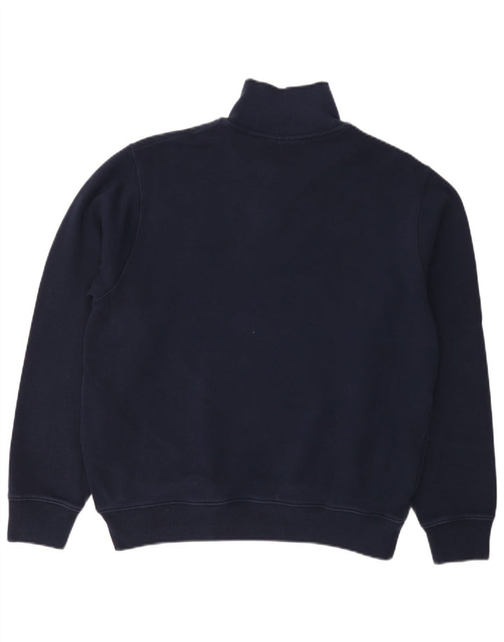 Lacoste Mens Zip Neck Jumper Sweater Size 5 Large Navy Blue Cotton