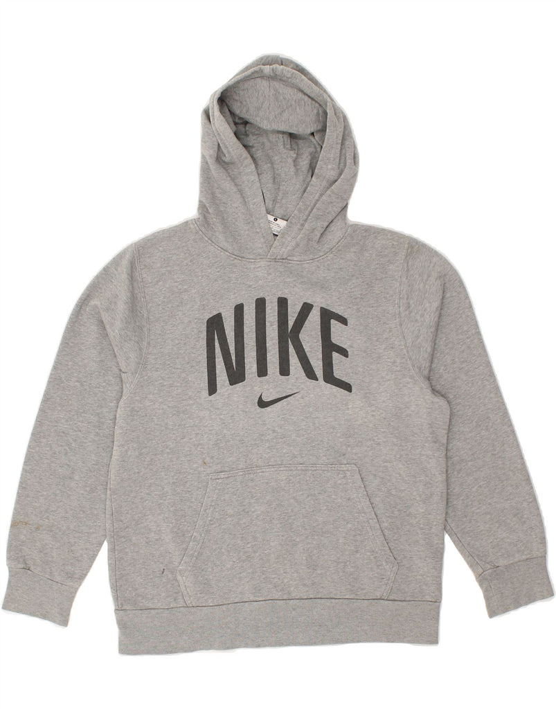 NIKE Boys Graphic Hoodie Jumper 12-13 Years Large Grey Cotton | Vintage Nike | Thrift | Second-Hand Nike | Used Clothing | Messina Hembry 