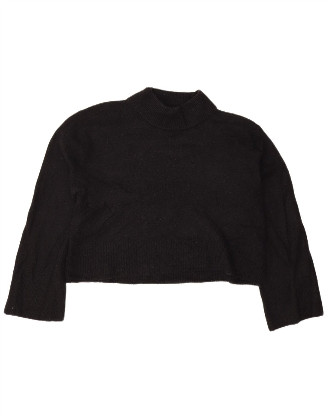 J. CREW Womens Oversized Crop Turtle Neck Jumper Sweater UK 10 Small Black