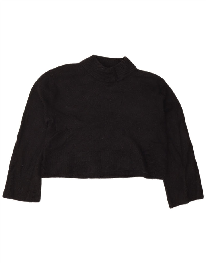 J. CREW Womens Oversized Crop Turtle Neck Jumper Sweater UK 10 Small Black