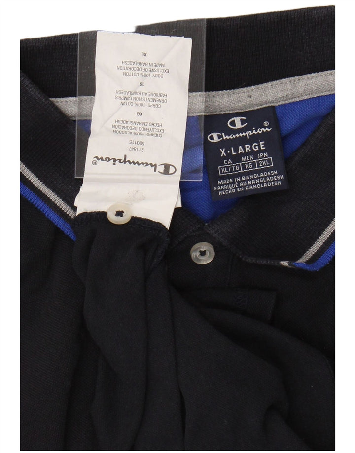 CHAMPION Mens Polo Shirt XL Navy Blue Cotton