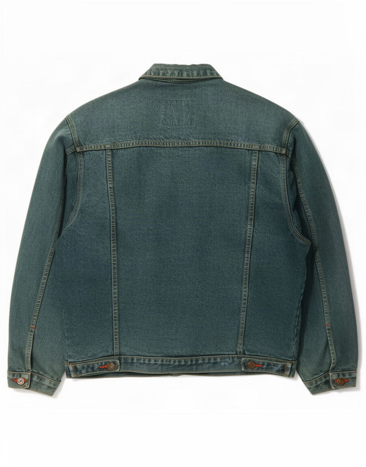 Vintage Mens Denim Jacket UK 40 Large Green Cotton