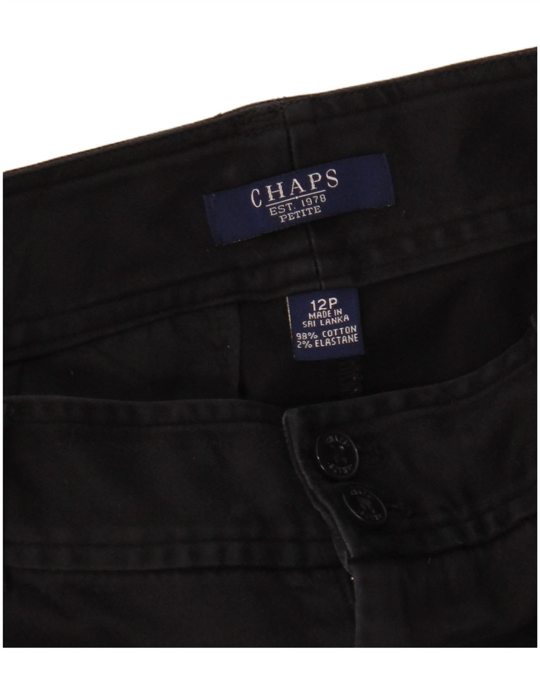CHAPS Womens Petite Straight Chino Trousers US 12 Large W32 L28 Black