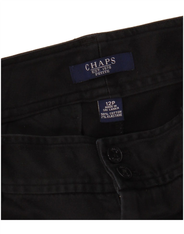 CHAPS Womens Petite Straight Chino Trousers US 12 Large W32 L28 Black