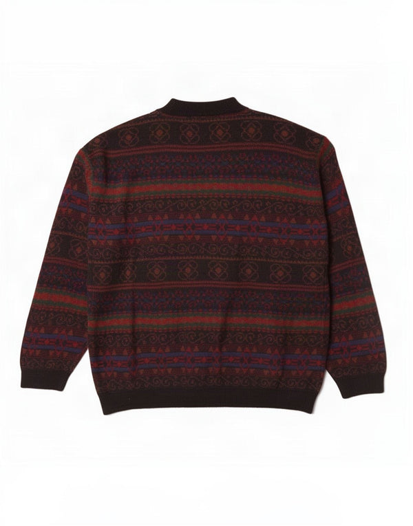 Vintage Mens Turtle Neck Jumper Sweater XL Multicoloured Fair Isle Acrylic