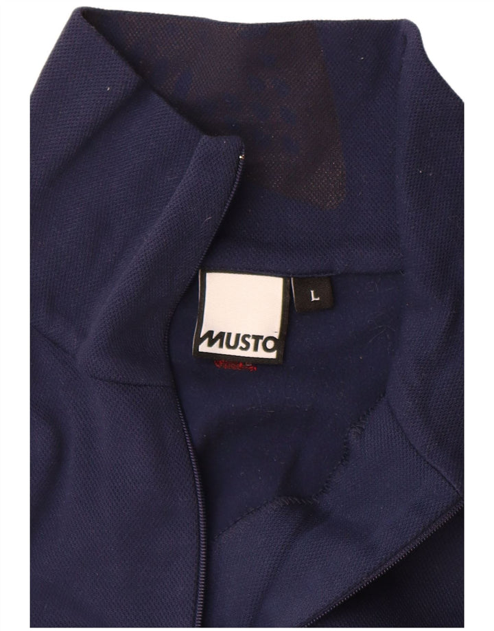 Musto Mens Zip Neck Pullover Tracksuit Top Large Navy Blue Colourblock