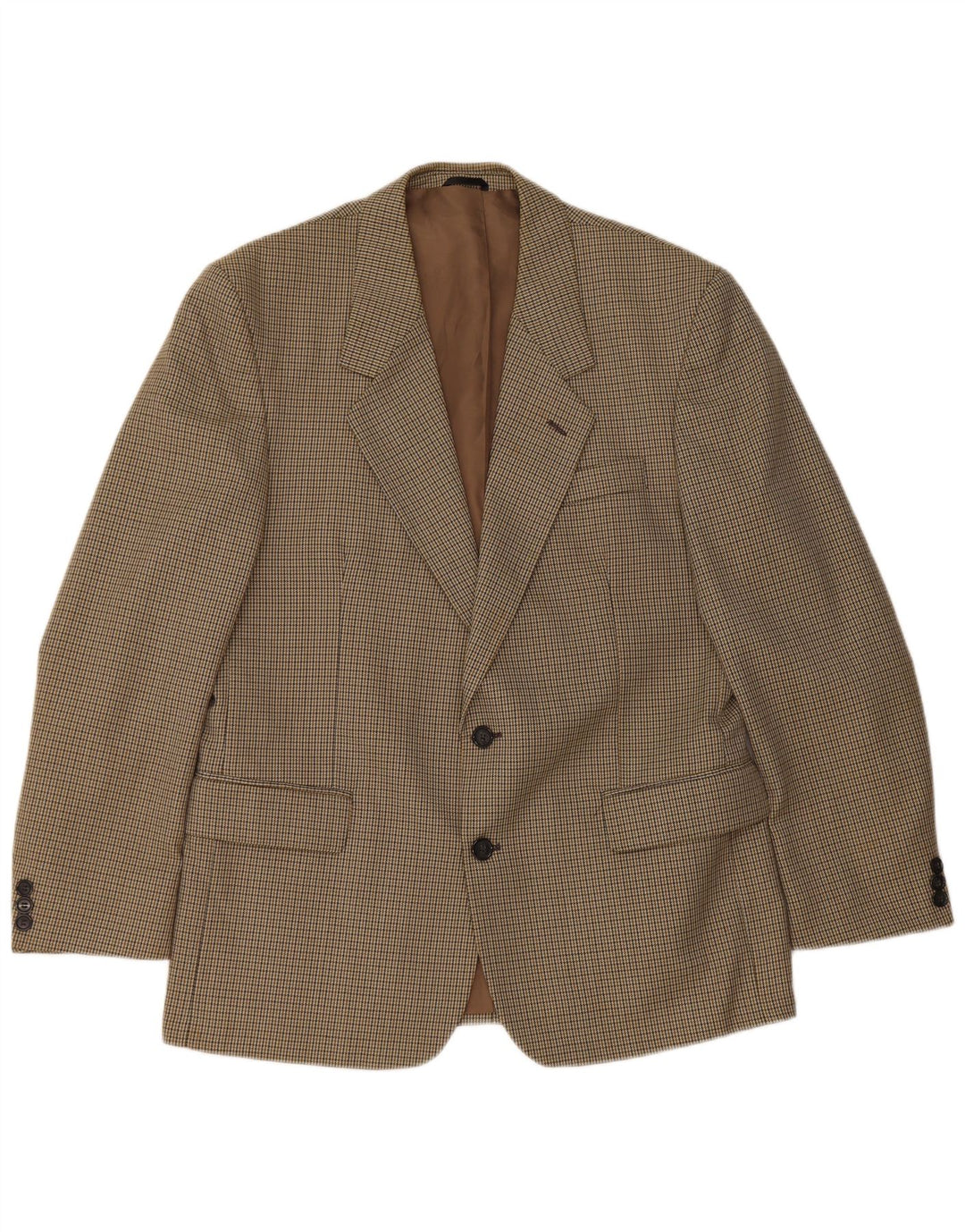 Bersani Mens 2 Button Blazer Jacket UK 40 Large Brown Houndstooth Polyester